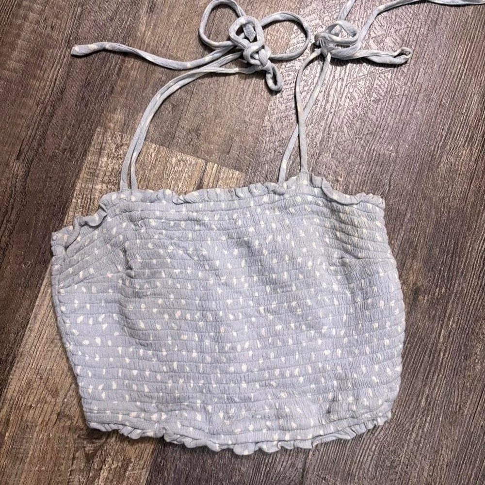 Abercrombie & Fitch blue polka dot halter‎ top Size S